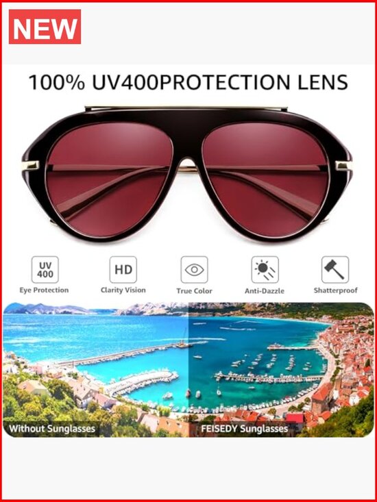 Retro Aviator Oversized Vintage Metal Sunglasses Unisex Sunglasses UV400 main image 4